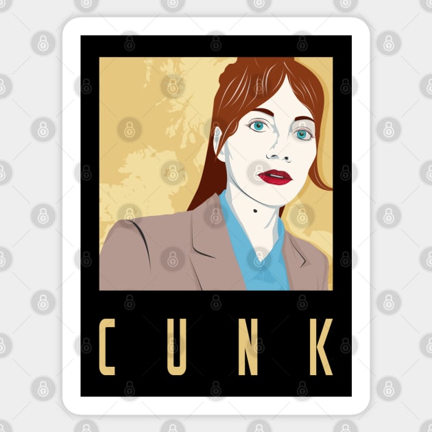 Cunk on a T-Shirt - pop art portrait of Philomena Cunk Sticker by PinnacleOfDecadence